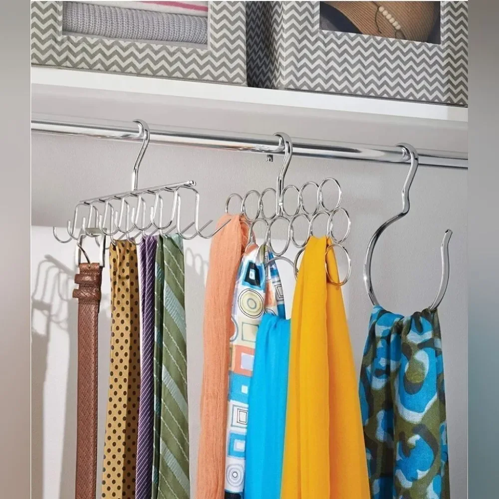 🔹️Silver Metal Hanger 14 Hook Closet Organizer
